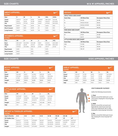 nike youth clothing size chart